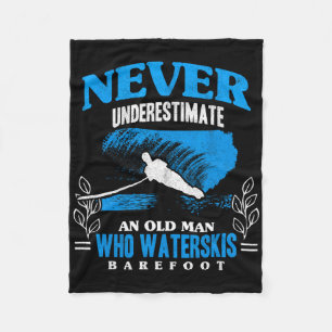 An Old Man Waterskis Refoot Water Skiing Beach Wav Fleece Blanket