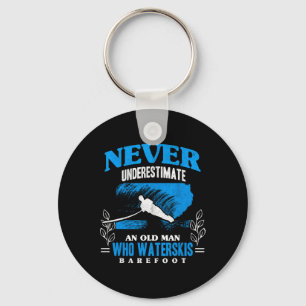 An Old Man Waterskis Refoot Water Skiing Beach Wav Key Ring