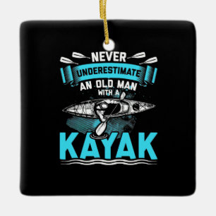 An Old Man With A Kayak Ceramic Ornament