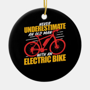 An Old Man With An Electrec Bike Ceramic Ornament