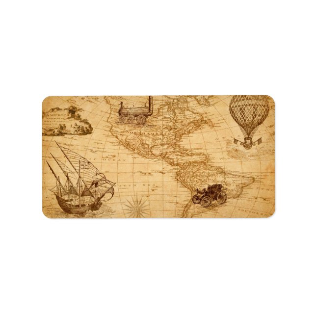 An old map of America Label (Front)