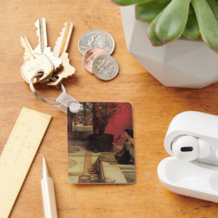 An Oleander by Alma Tadema, Vintage Flowers Key Ring