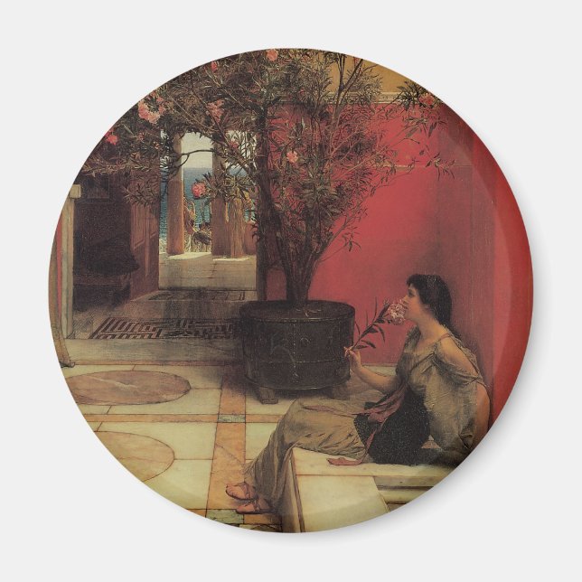 An Oleander by Alma Tadema, Vintage Flowers Magnet (Front)