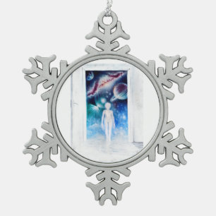 An open door to the universe snowflake pewter christmas ornament