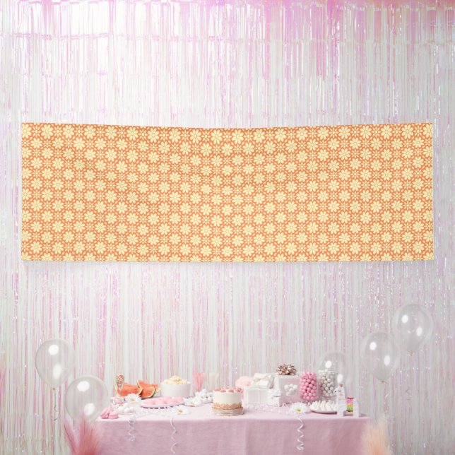 an orange and white background with a pattern banner (Party)