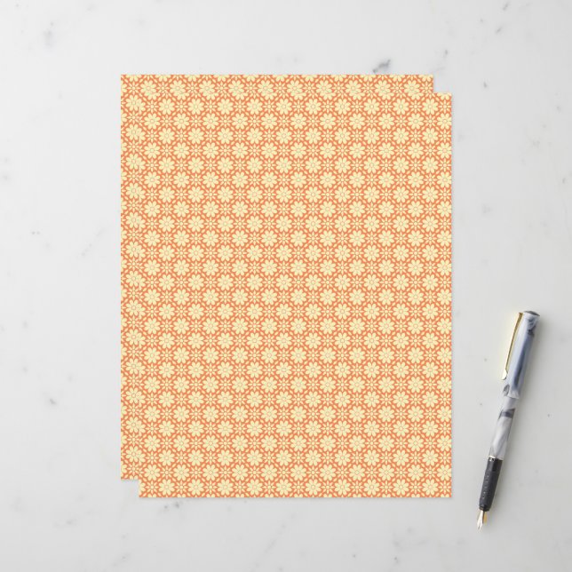 an orange and white background with small squares (Front/Back In Situ)