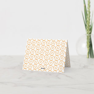 an orange and white background with swirls thank you card