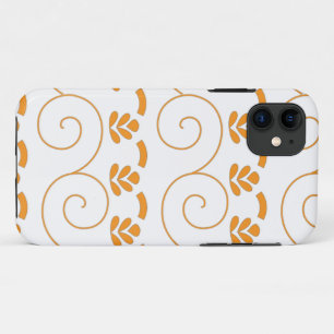 an orange and white pattern with swirls on it iPhone 11 case