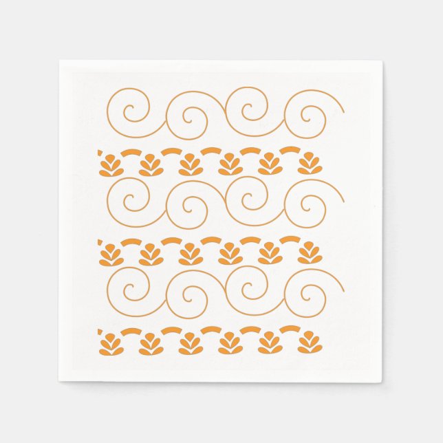 an orange and white pattern with swirls on it napkin (Front)