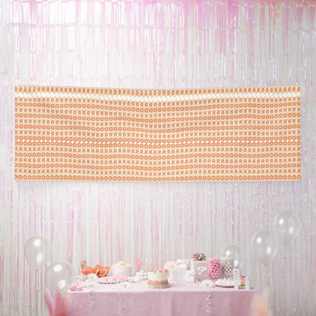  an orange and white striped background with small banner (Party)