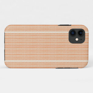 an orange and white striped background with small  iPhone 11 case