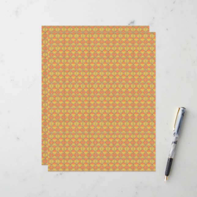 an orange and yellow background with a pattern (Front/Back In Situ)