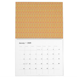 an orange and yellow background with a pattern calendar