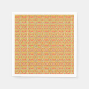 an orange and yellow background with a pattern napkin