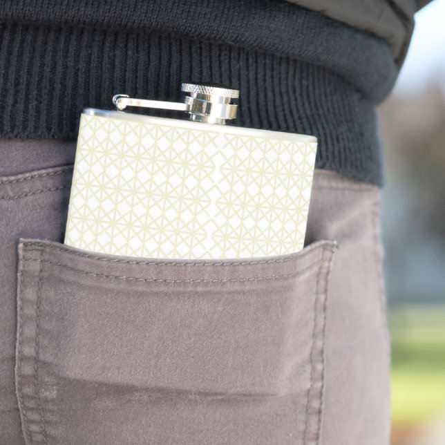 an orange and yellow background with small dots hip flask (In Situ)