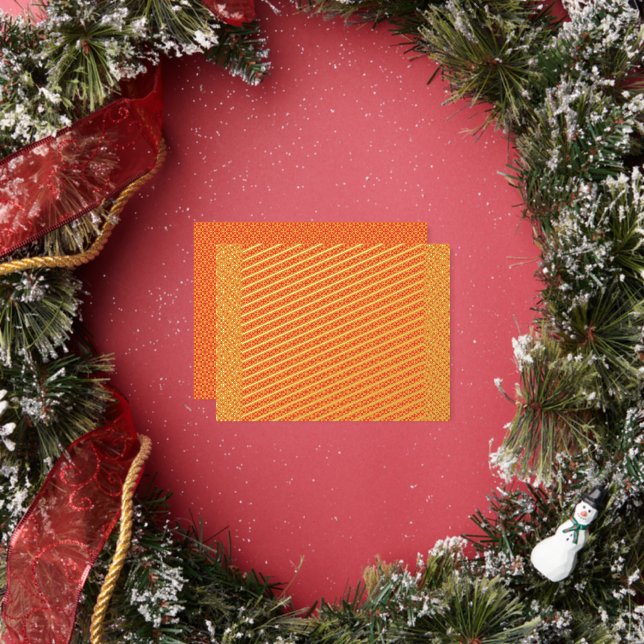 an orange and yellow background with small squares foil holiday postcard (Insitu)