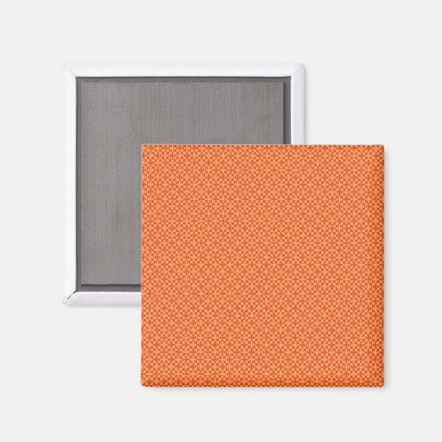 an orange and yellow background with small squares magnet (Front/Back)