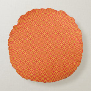 an orange and yellow background with small squares round cushion