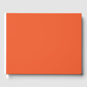 an orange background with a guest book