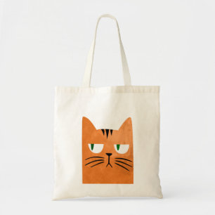 An orange cat with an attitude tote bag