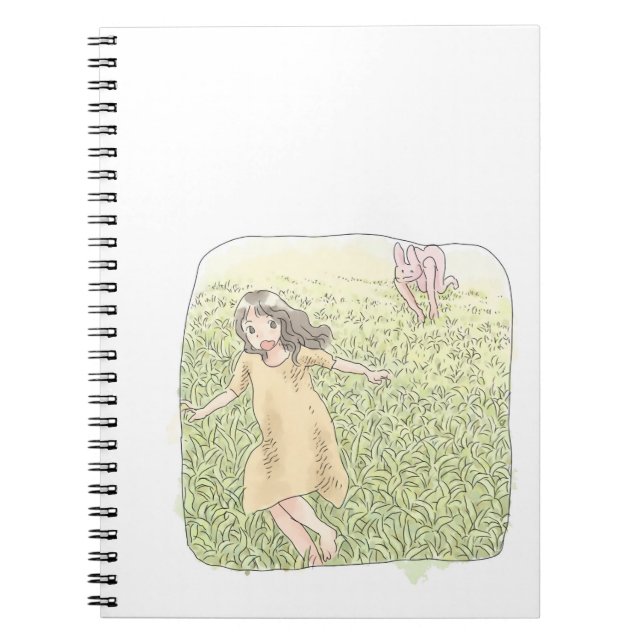 an orange dress woman who runs away from rabbits c notebook (Front)