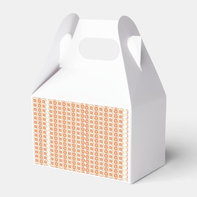 An orange rug with a textured pattern lies flat on favour box (Front Side)