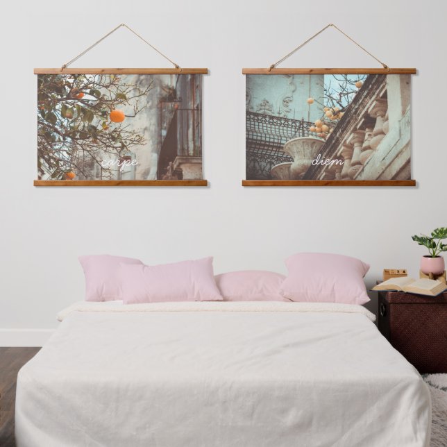 An Orange Tree in a Romantic Old Town Hanging Tapestry (Bedroom)