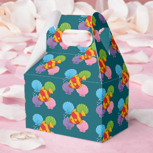 An Orange Tropical Fish and Pastel Colourful Shell Favour Box