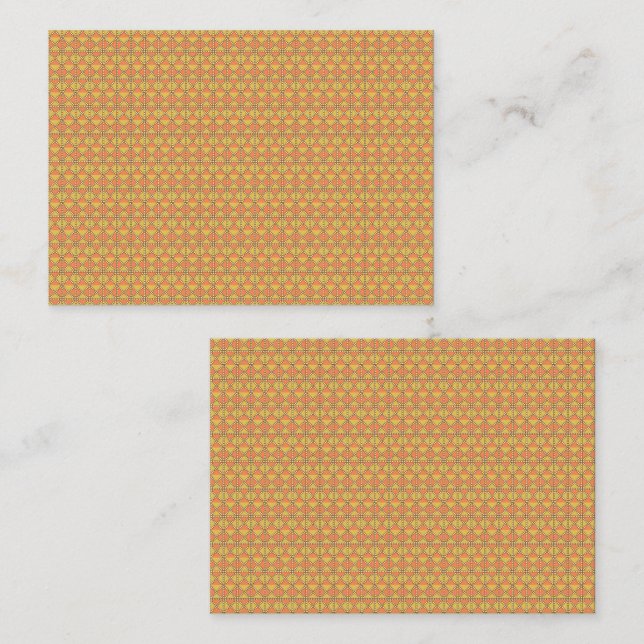 An orange, yellow, and brown symmetrical pattern w appointment card (Front/Back)