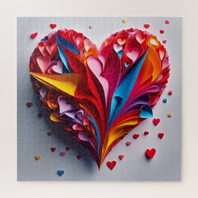 An origami heart jigsaw puzzle (Vertical)