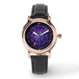 An original watch with a beautiful fireworks patte