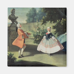 An ornamental garden with a young girl dancing to magnet