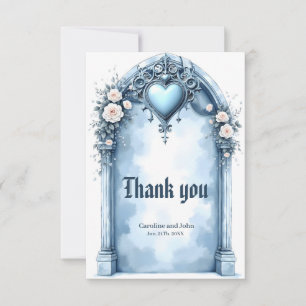 An ornate light blue archway with floral accents, thank you card