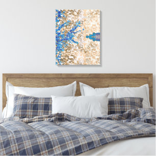 An ornate paisley motif in blue and brown, display canvas print