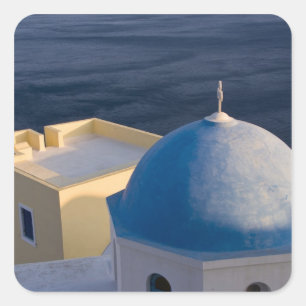 An Orthodox Church near the sea, Oia Santorini Square Sticker