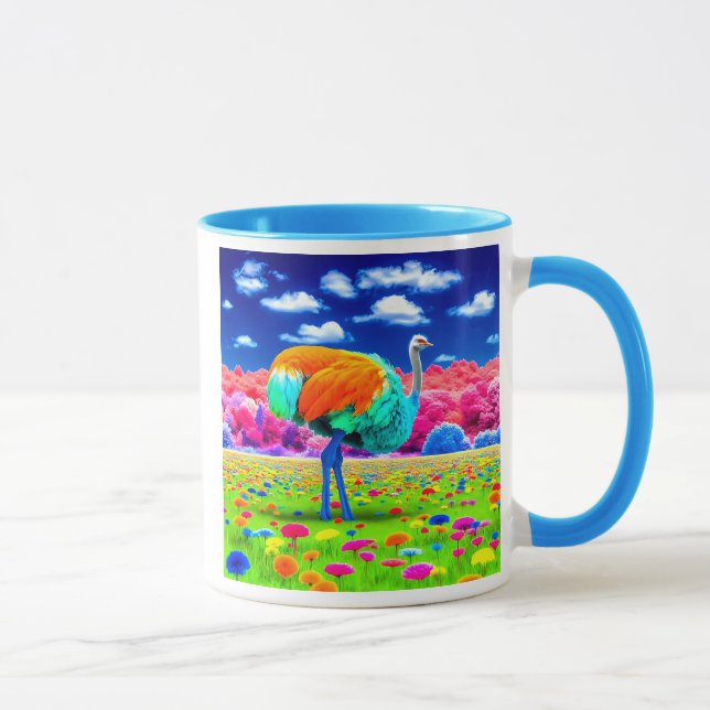 An ostrich in an imaginary landscape. mug (Right)