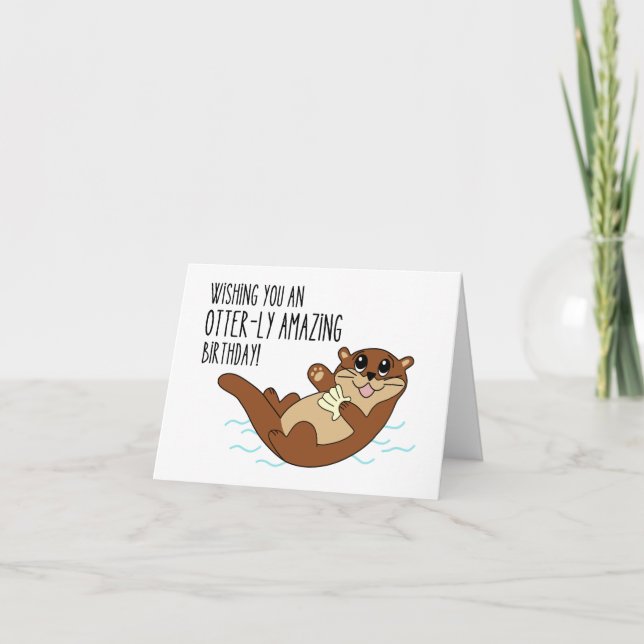 An Otter Birthday Cute Greeting Card (Front)