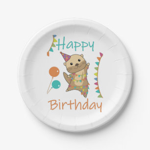An Otter Birthday Wishes Cute Happy Otter Adult Cl Paper Plate