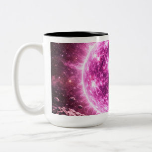 An Outer Space Pink Star Two-Tone Coffee Mug