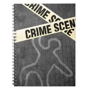 An outline of a person on a street. Murder? Suicid Notebook