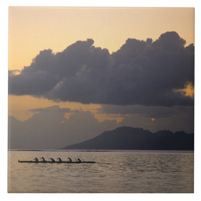 An outrigger canoe team practices off the coast ceramic tile (Front)