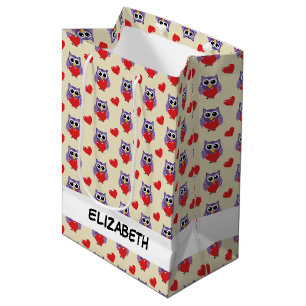 An Owly Love Pattern Add Your Name Medium Gift Bag