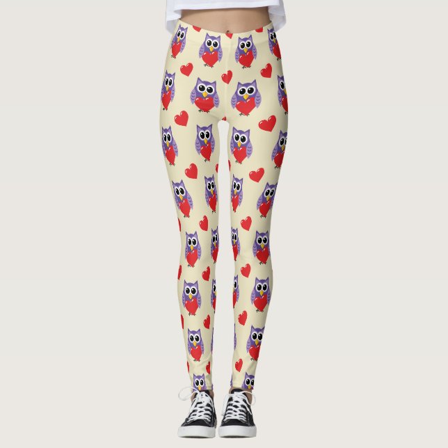 An Owly Love Pattern Leggings (Front)