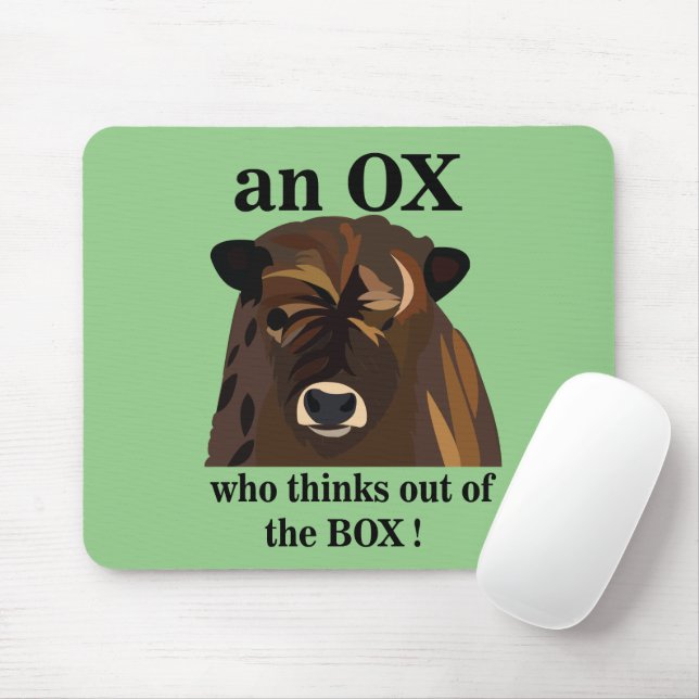 An Ox Who Thinks Out Of The Box Mouse Pad (With Mouse)
