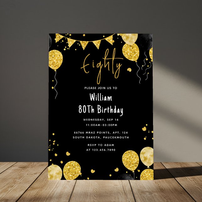 An Retro Fun Adult Humour Happy Chic 80th Birthday Invitation (Creator Uploaded)