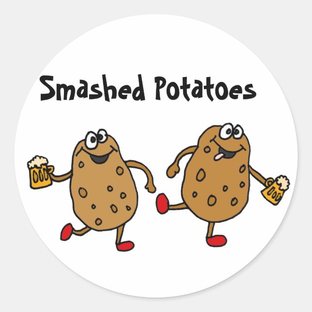 AN- Smashed Potatoes Cartoon Classic Round Sticker (Front)
