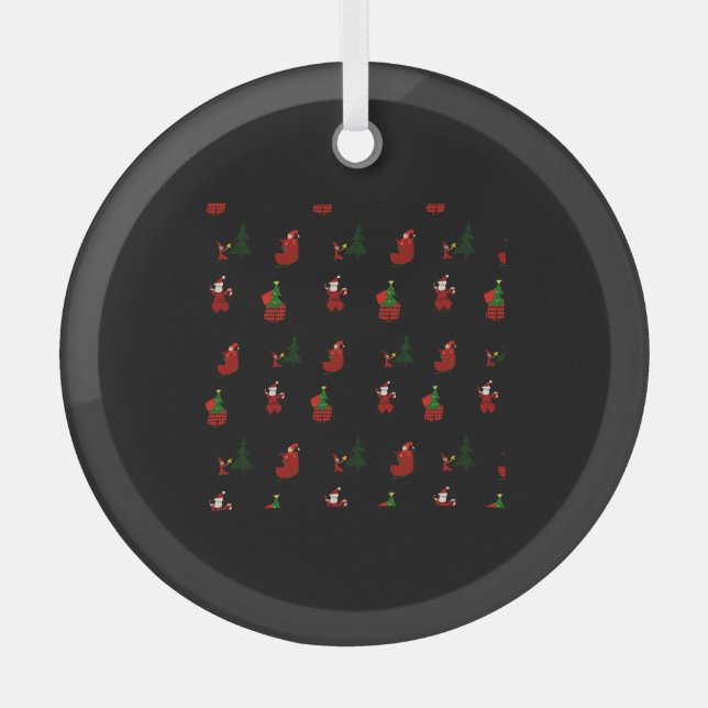 An Ugly Christmas Pattern Glass Tree Decoration (Front)