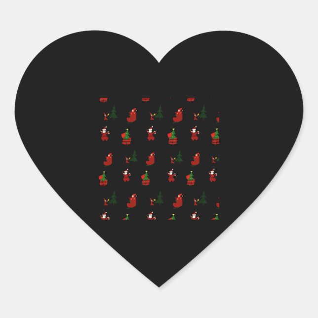 An Ugly Christmas Pattern Heart Sticker (Front)