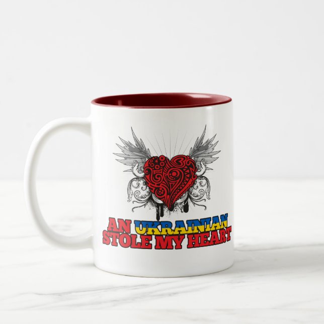 An Ukrainian Stole my Heart Two-Tone Coffee Mug (Left)