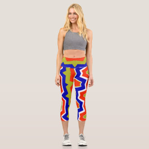 An unique colourful all over fabric print pattern capri leggings